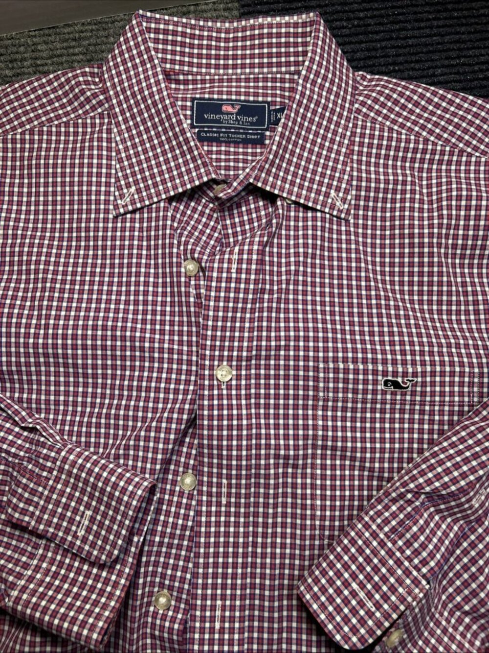 VINEYARD VINES Classic Fit XL Tucker Shirt Blue Red White Long Sleeve Men’s